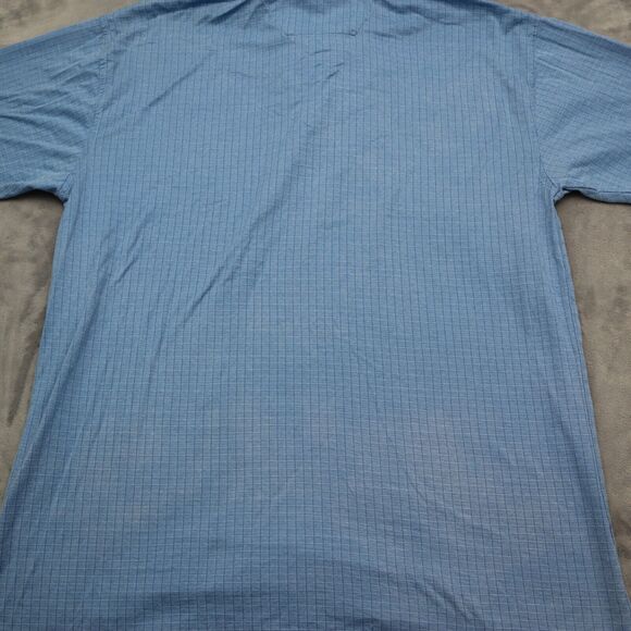 Wrangler Shirt Mens M Blue Short Sleeve Slit Chest Button Collared Top - Picture 15 of 16